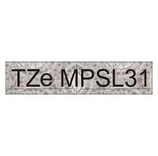 TZe-MPSL31 dekor.uzlīmju lente, MELNS uz SUDRABU, 12mm x 4metri